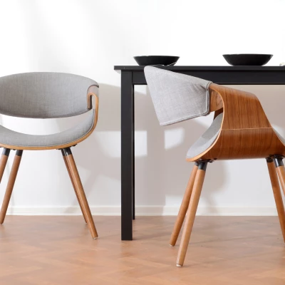 VÝPRODEJ - Designová jídelní židle SAROLTA - ořech / šedá 2