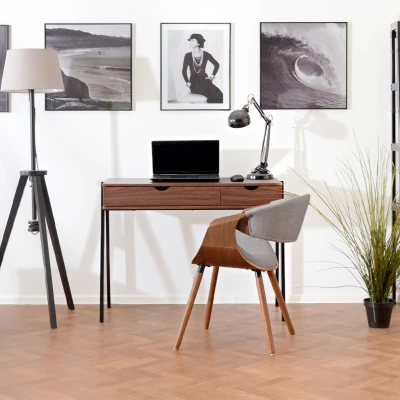 VÝPRODEJ - Designová jídelní židle SAROLTA - ořech / šedá 2