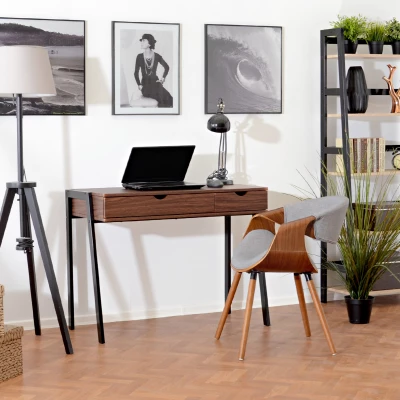 VÝPRODEJ - Designová jídelní židle SAROLTA - ořech / šedá 2