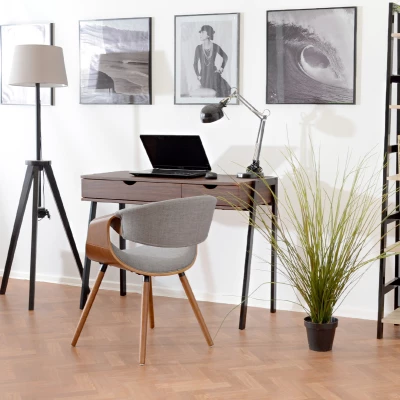 VÝPRODEJ - Designová jídelní židle SAROLTA - ořech / šedá 2