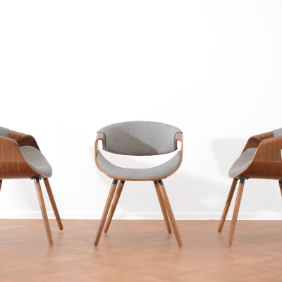 VÝPRODEJ - Designová jídelní židle SAROLTA - ořech / šedá 2