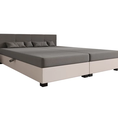 Manželská postel 160x200 LOCIKA DOUBLE 1 - světle šedá / ecru