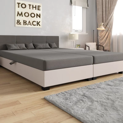 Manželská postel 160x200 LOCIKA DOUBLE 1 - světle šedá / ecru