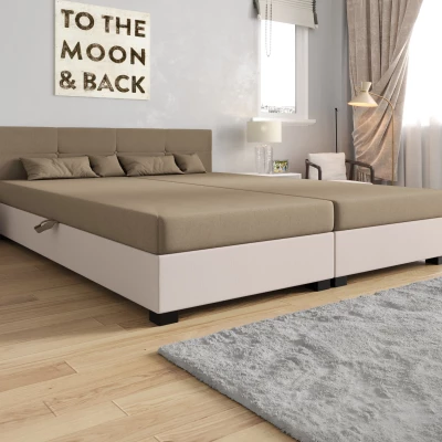 Manželská postel 160x200 LOCIKA DOUBLE 1 - hnědá / ecru