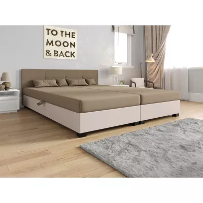Manželská postel 160x200 LOCIKA DOUBLE 1 - hnědá / ecru