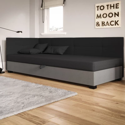 Jednolůžková čalouněná postel 100x195 LOCIKA PLUS 1 - šedá / světle šedá