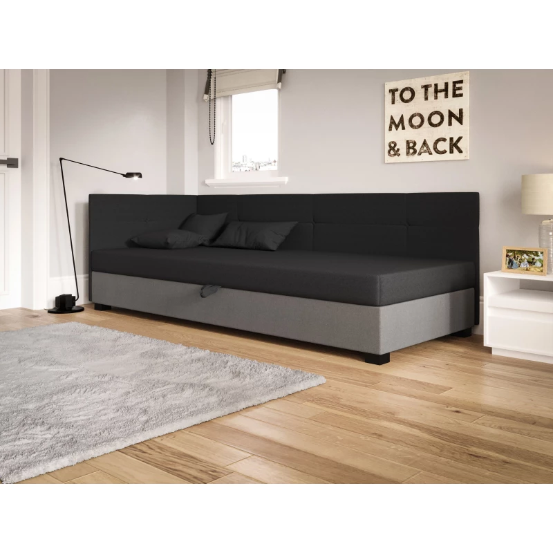 Jednolůžková čalouněná postel 100x195 LOCIKA PLUS 1 - šedá / světle šedá