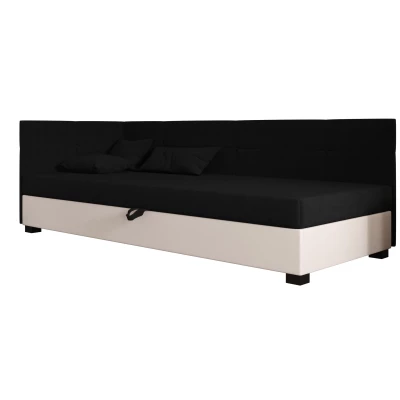 Jednolůžková čalouněná postel 100x195 LOCIKA PLUS 1 - černá / ecru