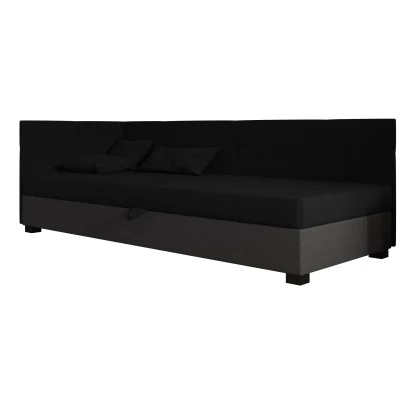 Jednolůžková čalouněná postel 100x195 LOCIKA PLUS 1 - černá / šedá