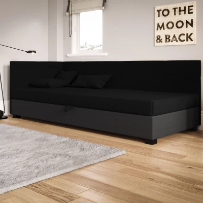 Jednolůžková čalouněná postel 100x195 LOCIKA PLUS 1 - černá / šedá