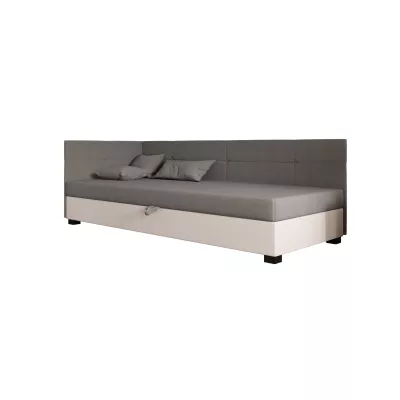 Jednolůžková čalouněná postel 100x195 LOCIKA PLUS 1 - světle šedá / ecru