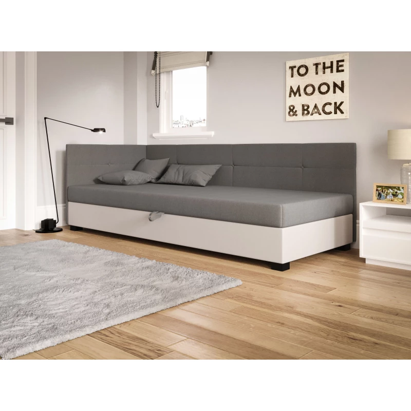 Jednolůžková čalouněná postel 100x195 LOCIKA PLUS 1 - světle šedá / ecru