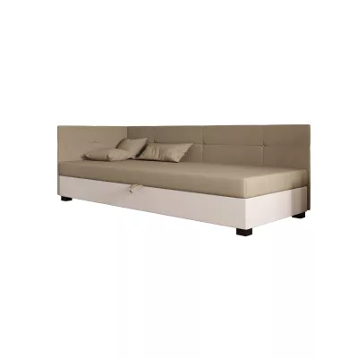 Jednolůžková čalouněná postel 100x195 LOCIKA PLUS 1 - hnědá / ecru