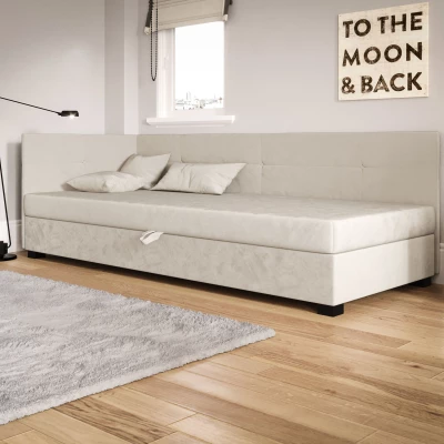 Jednolůžková čalouněná postel 100x195 LOCIKA PLUS 1 - ecru