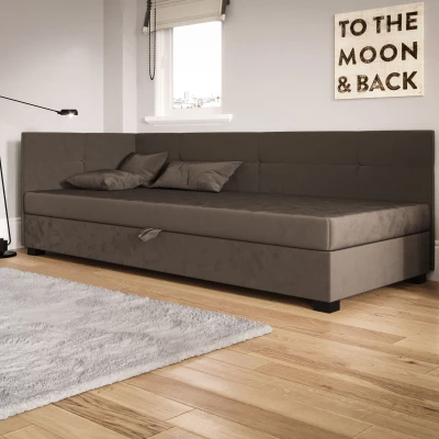 Jednolůžková čalouněná postel 100x195 LOCIKA PLUS 1 - tmavě hnědá