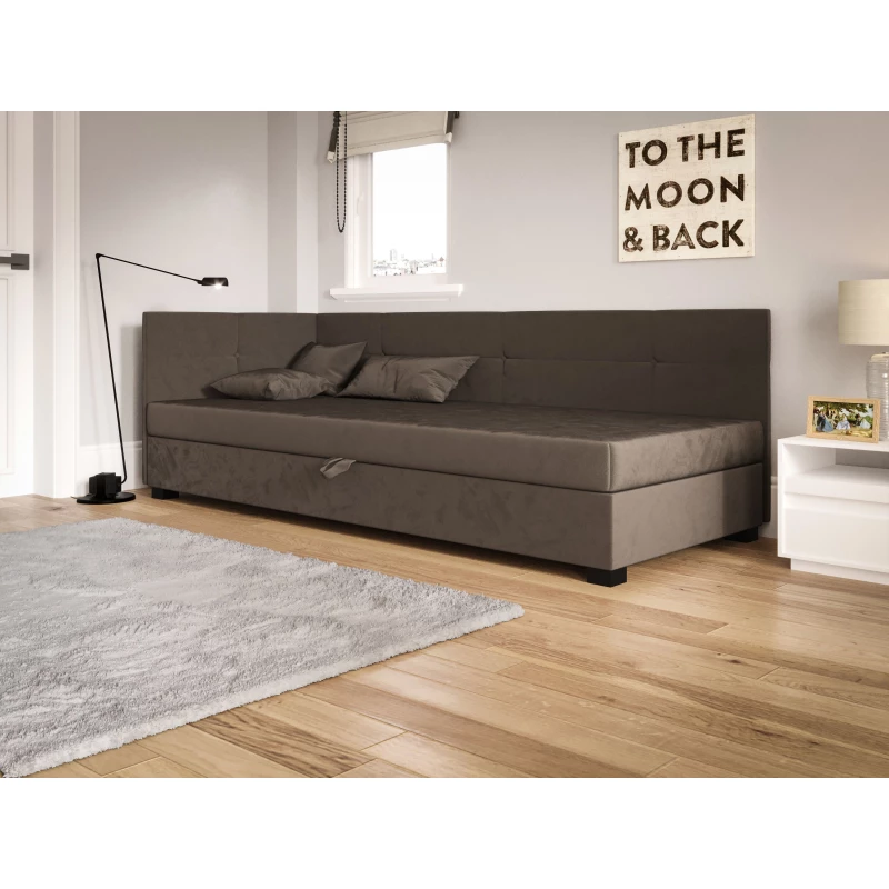Jednolůžková čalouněná postel 100x195 LOCIKA PLUS 1 - tmavě hnědá