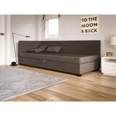 Jednolůžková čalouněná postel 100x195 LOCIKA PLUS 1 - tmavě hnědá