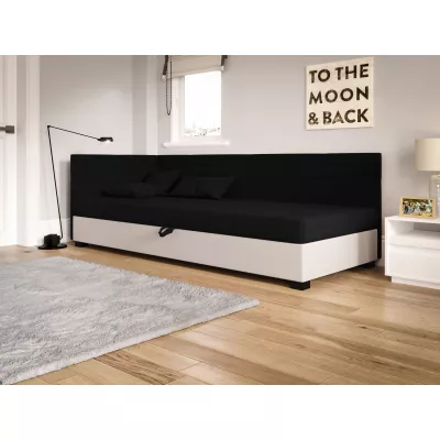 Jednolůžková čalouněná postel 90x195 LOCIKA PLUS 2 - černá / ecru
