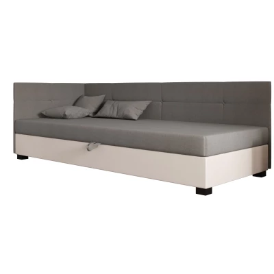 Jednolůžková čalouněná postel 90x195 LOCIKA PLUS 2 - světle šedá / ecru