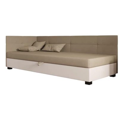 Jednolůžková čalouněná postel 90x195 LOCIKA PLUS 2 - hnědá / ecru