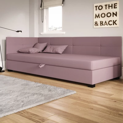 Jednolůžková čalouněná postel 90x195 LOCIKA PLUS 2 - růžová
