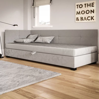 Jednolůžková čalouněná postel 90x195 LOCIKA PLUS 2 - světle šedá