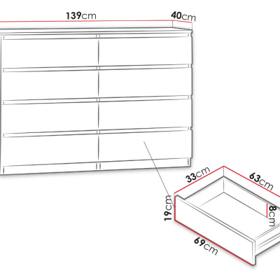 VÝPRODEJ - Komoda ESTELA M8 140 - dub sonoma