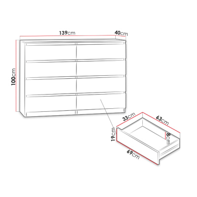 VÝPRODEJ - Komoda ESTELA M8 140 - dub sonoma
