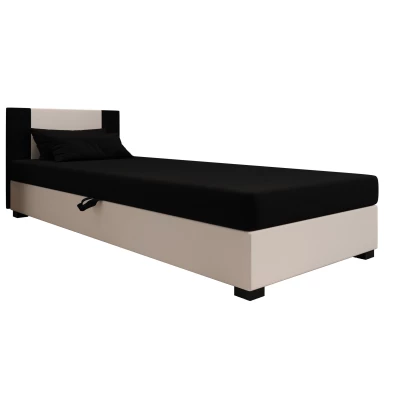 Čalouněná jednolůžková postel 80x195 ARIADNA 1 - černá / ecru