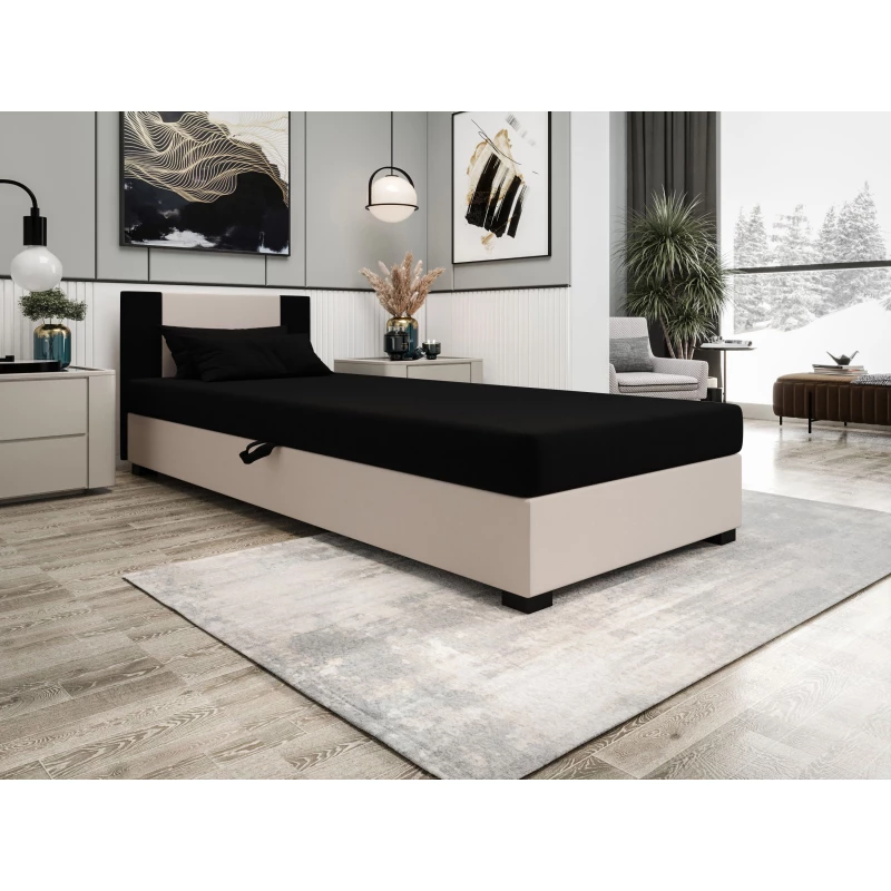 Čalouněná jednolůžková postel 80x195 ARIADNA 1 - černá / ecru