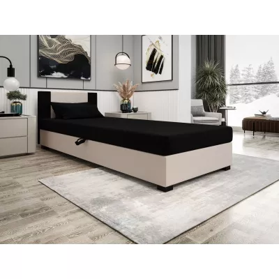 Čalouněná jednolůžková postel 80x195 ARIADNA 1 - černá / ecru