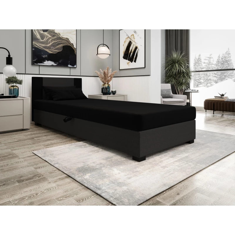 Čalouněná jednolůžková postel 80x195 ARIADNA 1 - černá / šedá