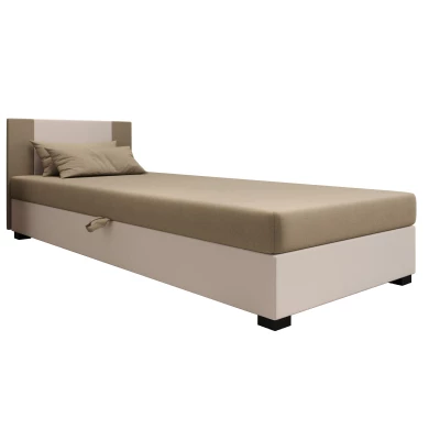 Čalouněná jednolůžková postel 80x195 ARIADNA 1 - hnědá / ecru