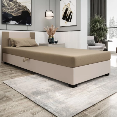 Čalouněná jednolůžková postel 80x195 ARIADNA 1 - hnědá / ecru