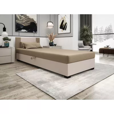 Čalouněná jednolůžková postel 80x195 ARIADNA 1 - hnědá / ecru
