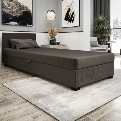 Čalouněná jednolůžková postel 80x195 ARIADNA 1 - tmavě hnědá