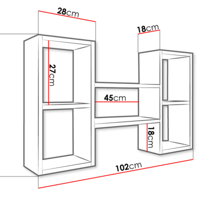 VÝPRODEJ - Regál na stěnu HARKEN 2 - bílý