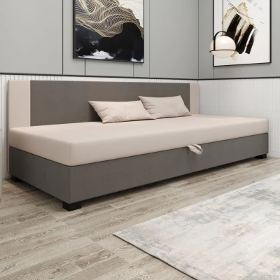 Čalouněná jednolůžková postel 90x195 ARIADNA BIZ 1 - světle šedá / ecru