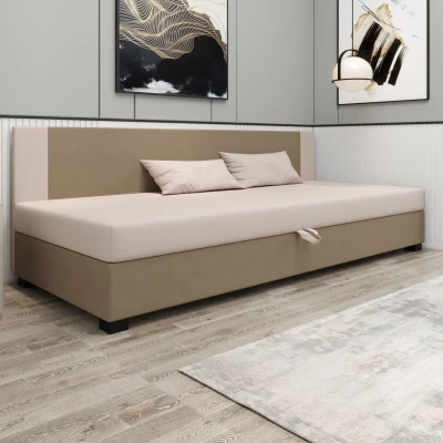 Čalouněná jednolůžková postel 90x195 ARIADNA BIZ 1 - hnědá / ecru