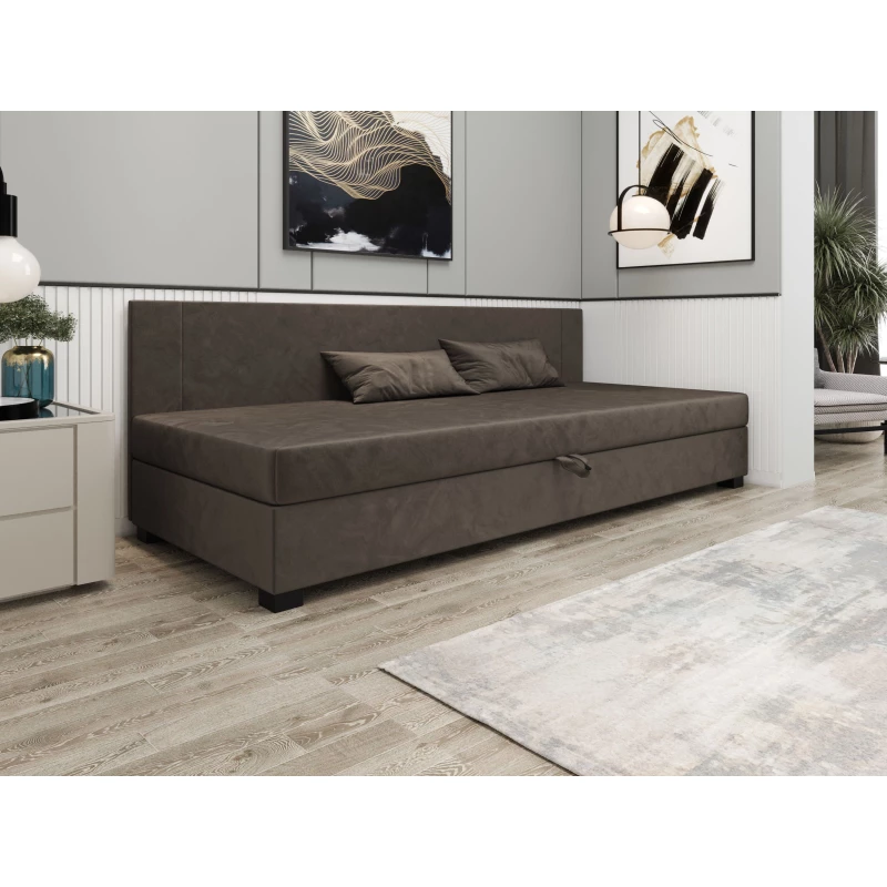 Čalouněná jednolůžková postel 90x195 ARIADNA BIZ 1 - tmavě hnědá