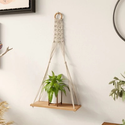 VÝPRODEJ - Závěsná polička na zeď LUEDERS 2 - hnědá