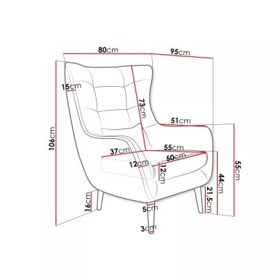 VÝPRODEJ - Designové křeslo ušák LEVI - tmavé béžové