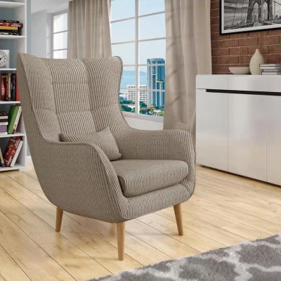 VÝPRODEJ - Designové křeslo ušák LEVI - tmavé béžové