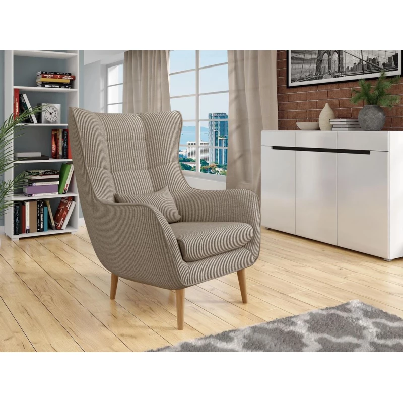 VÝPRODEJ - Designové křeslo ušák LEVI - tmavé béžové