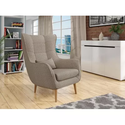 VÝPRODEJ - Designové křeslo ušák LEVI - tmavé béžové