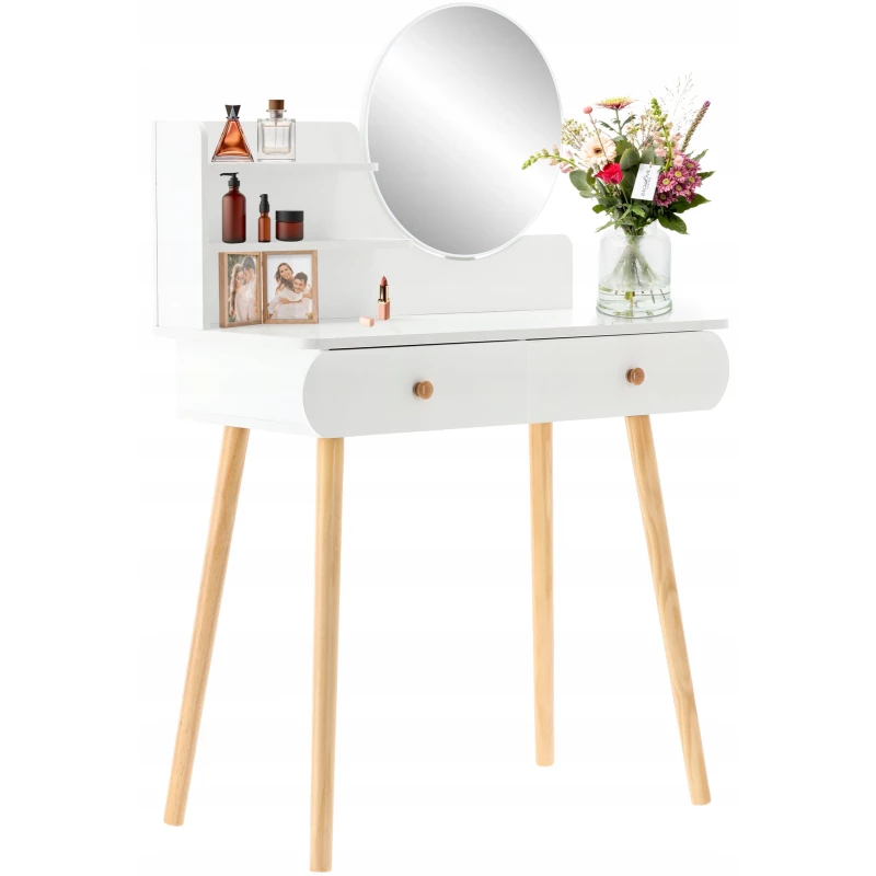 VÝPRODEJ - Toaletní stolek s nástavcem MADOX - bílý / hnědý