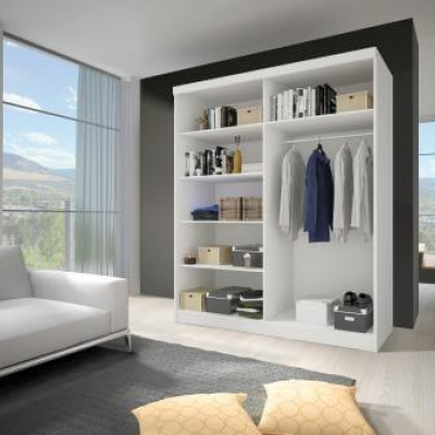 VÝPRODEJ - Šatní skříň Vala 150 cm, bílý korpus, dub sonoma dveře