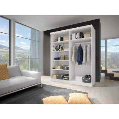 VÝPRODEJ - Šatní skříň Vala 150 cm, bílý korpus, dub sonoma dveře