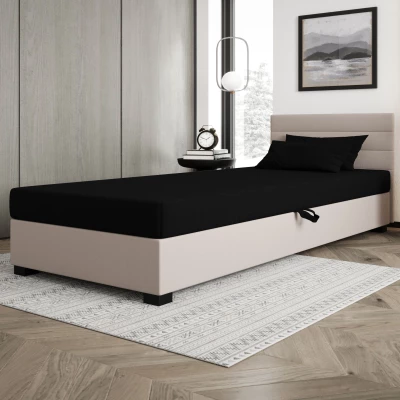 Čalouněná postel 90x195 KASANDRA 2 s úložným prostorem - černá / ecru