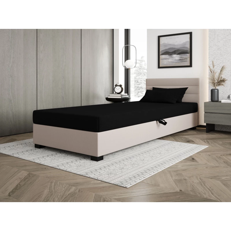 Čalouněná postel 120x195 KASANDRA 2 s úložným prostorem - černá / ecru